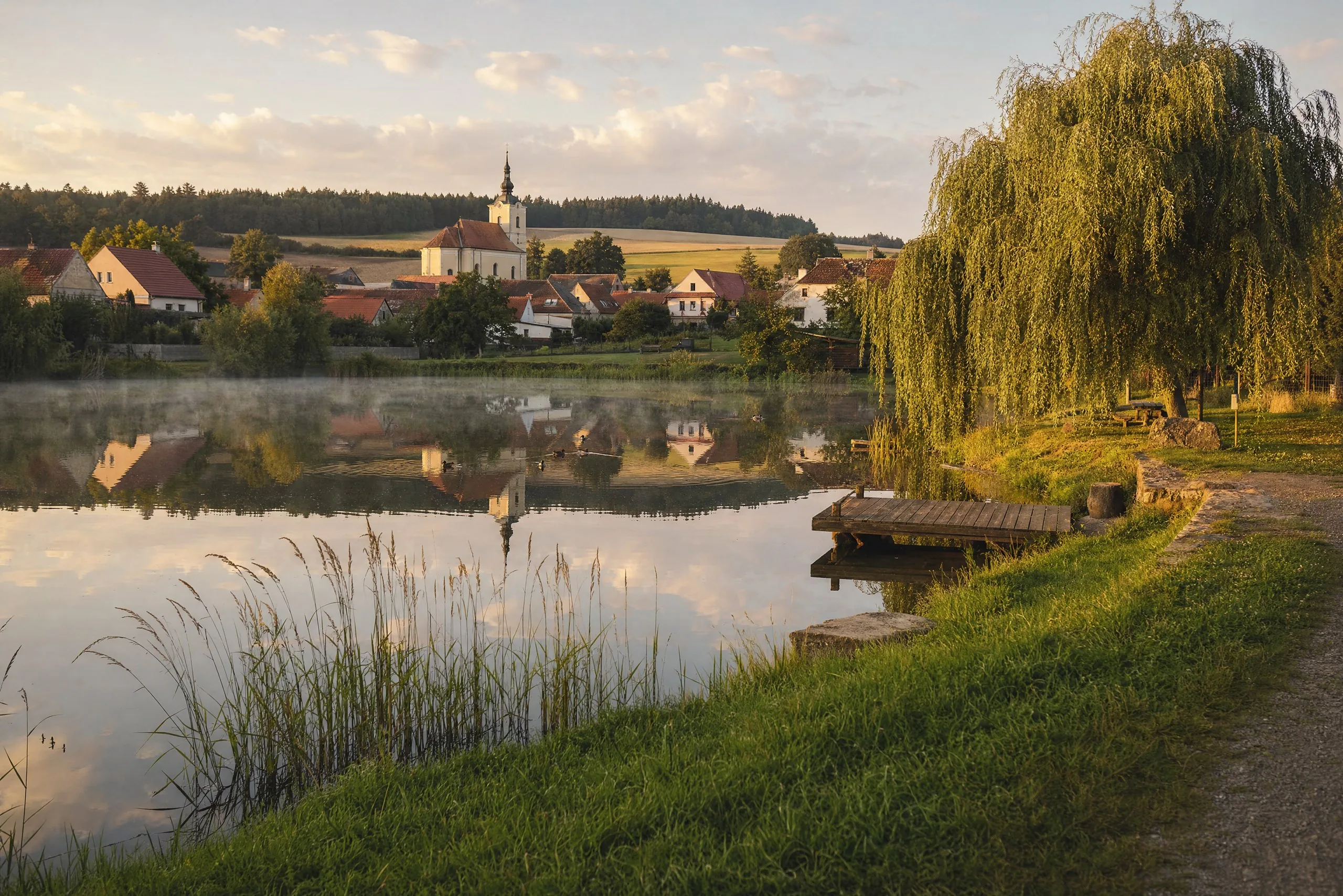 Krajina u Dolních Lipan za soumraku